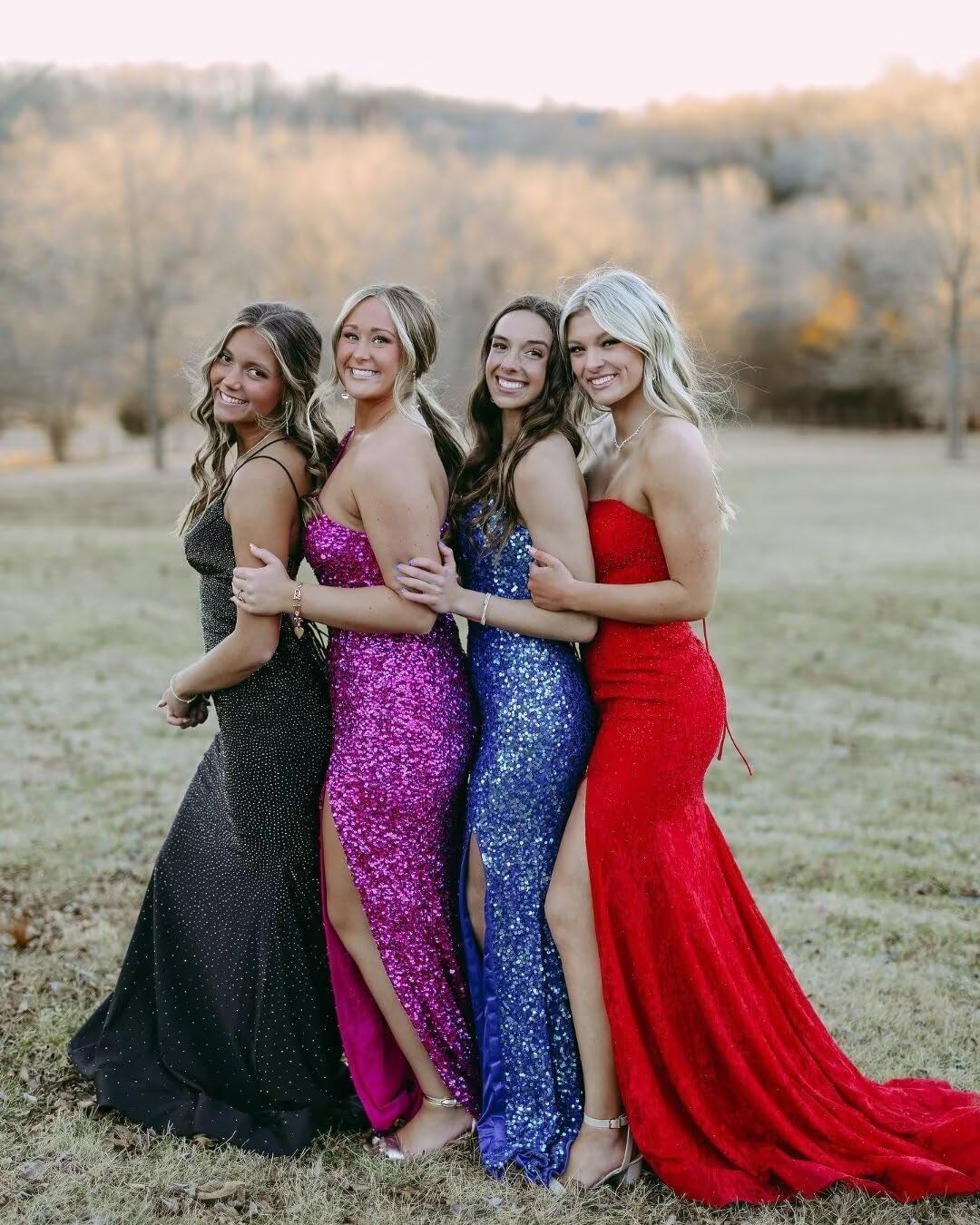 Sequin Prom Dresses Long Mermaid One Shoulder Formal Gowns Backless Evening Party Gowns with Slit